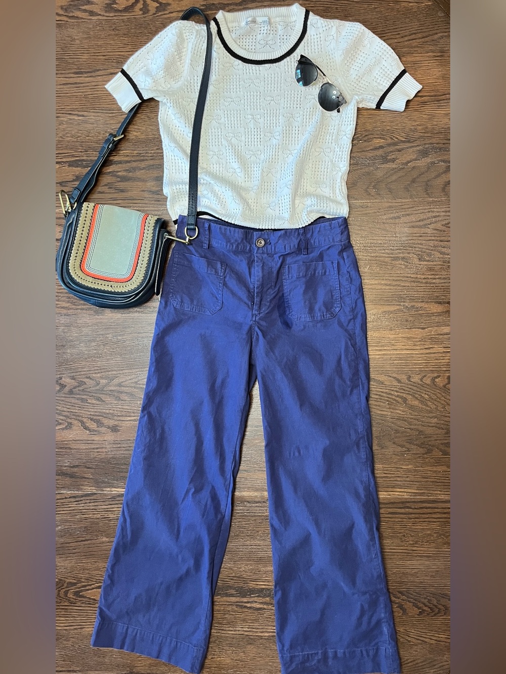 J. Crew High waisted, Wide leg Navy Blue pants